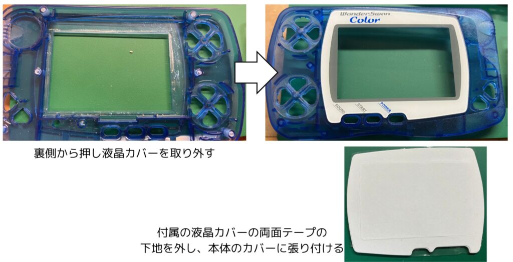 ワンダースワンカラーの液晶カバーの取り外し、交換方法